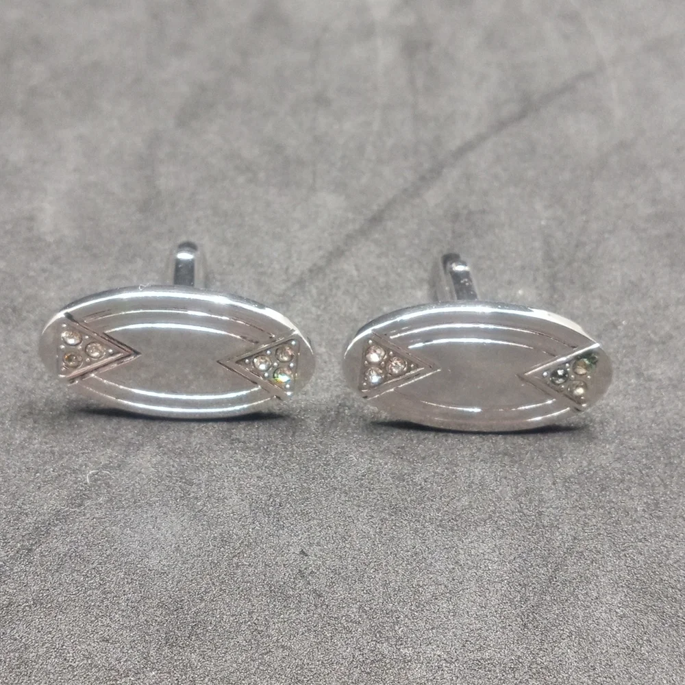Sophisticated Silver Cufflinks with Sparkly Stones And Designs